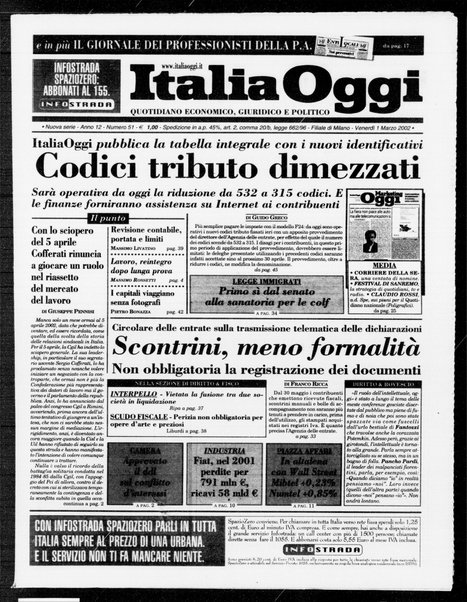 Italia oggi : quotidiano di economia finanza e politica